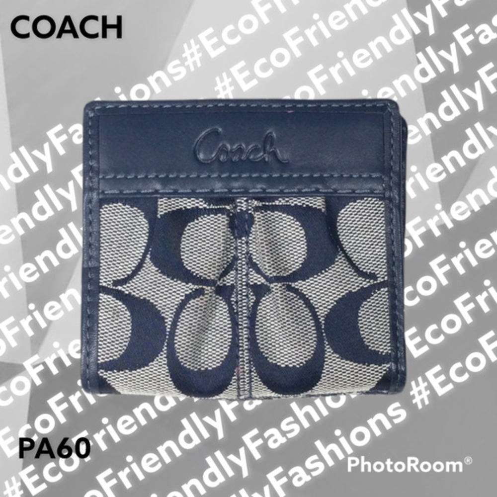 Coach Soho Pleated Signature Canvas Mini Wallet in Blue - Picture 1 of 4